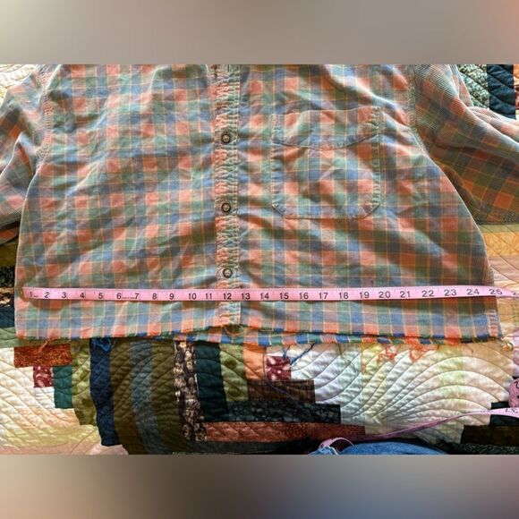 The Territory Ahead Corduroy Button Shirt Plaid size XL Cropped Distressed - Picture 7 of 8